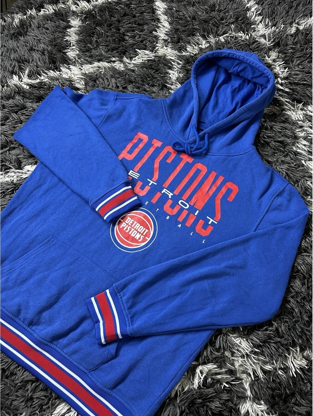 NBA Ultra Game Detroit Pistons Blue Pullover Hoodie Sweatshirt Mens Large